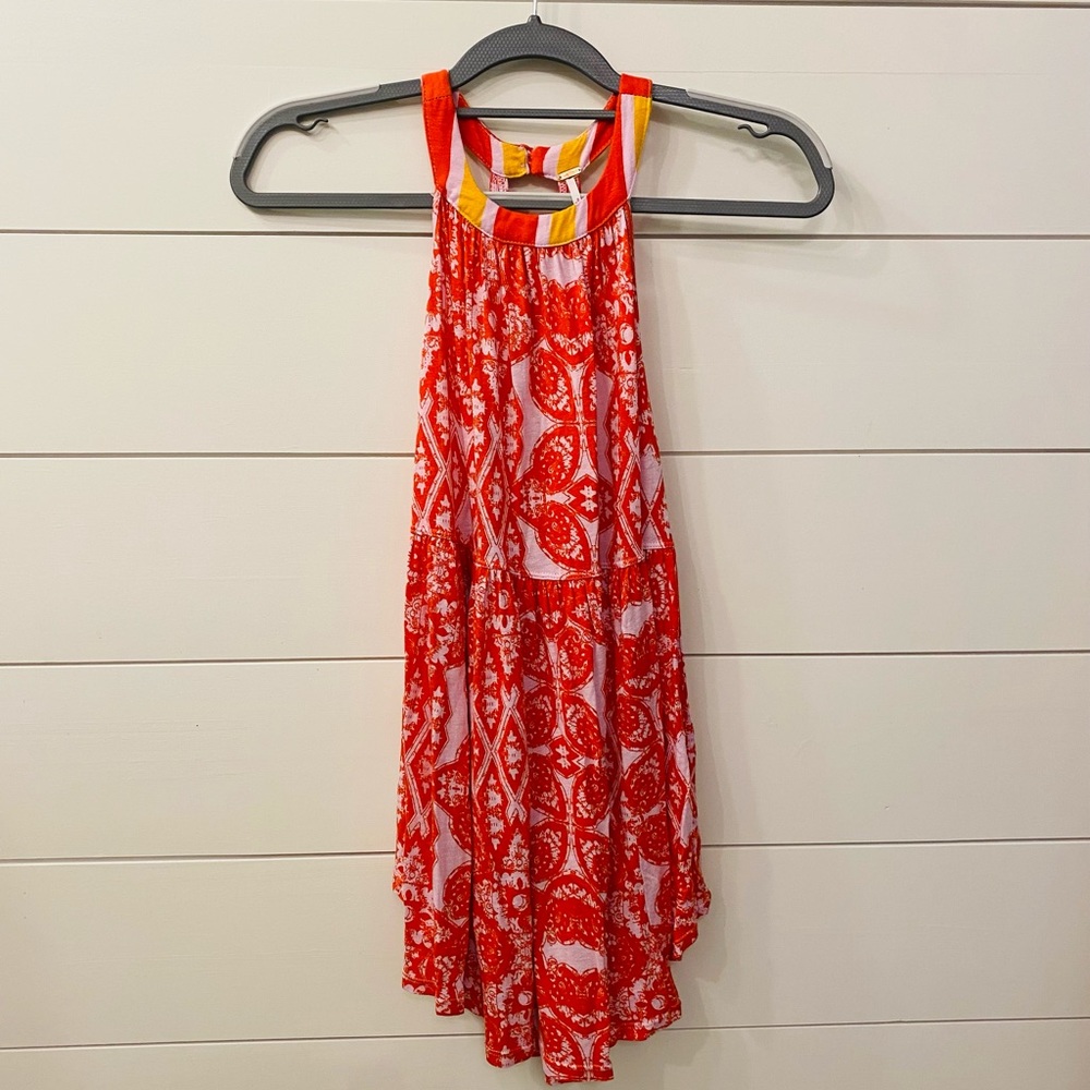 Free People Tank Top, Size XS, Orange/Yellow/Very Light Pink